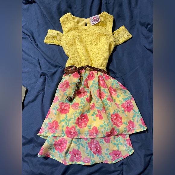 Real Love Little Girls Yellow & Floral High Low Dress - Picture 1 of 3
